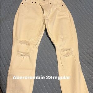 Abercrombie Distressed Cream Jeans